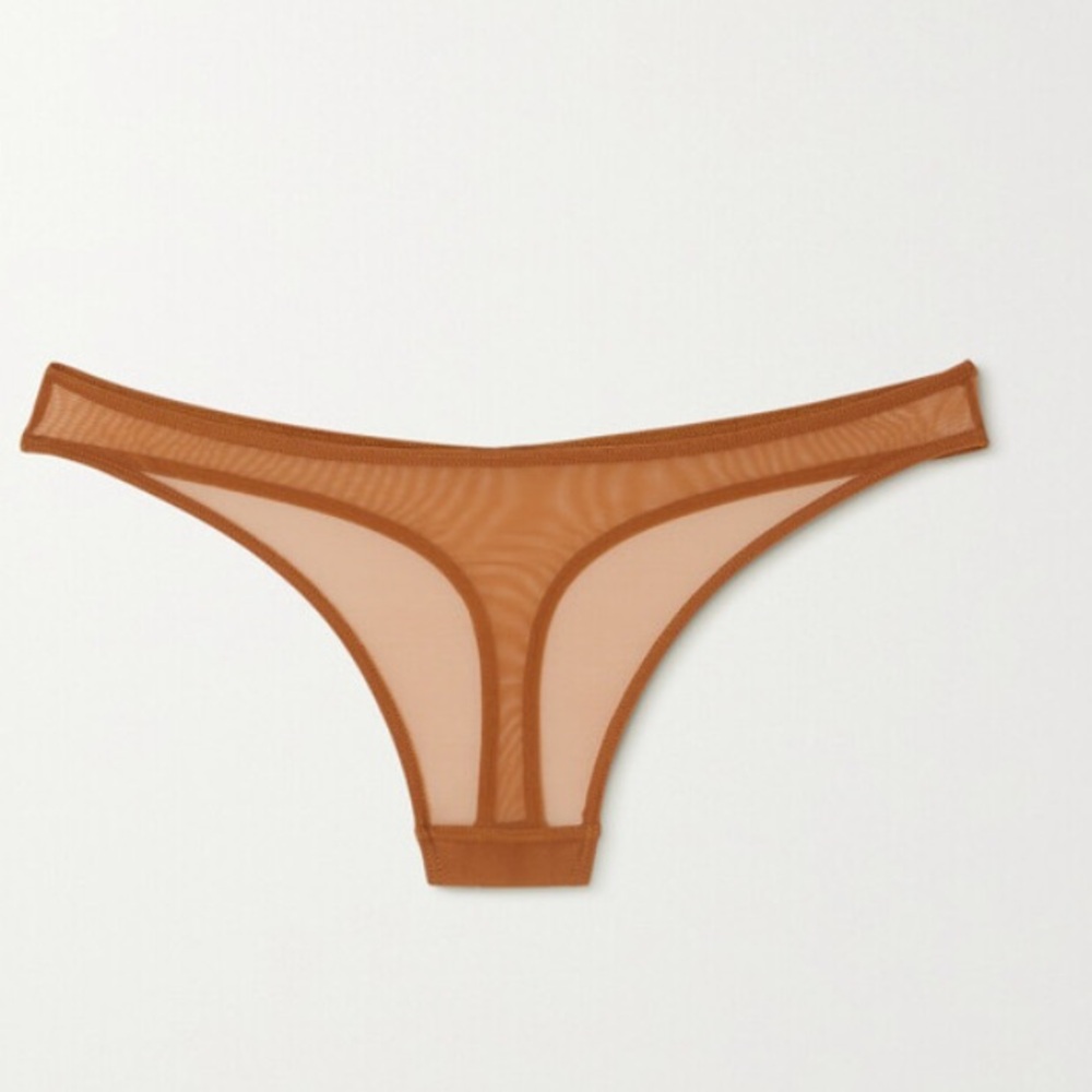 Nubian Skin "Cafe Au Lait" Sheer Tulle Thong - NWT Size S